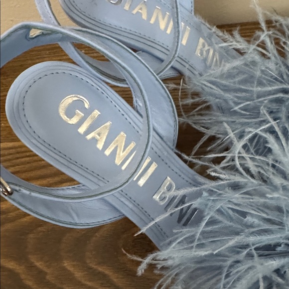 NEW Gianni Bini Neela Feathered Strappy Blue Heels - Picture 5 of 9